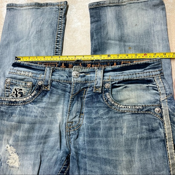 Rock Revival Chester Relaxed Straight Leg Jeans Distressed Size 32 waist - Picture 13 of 16